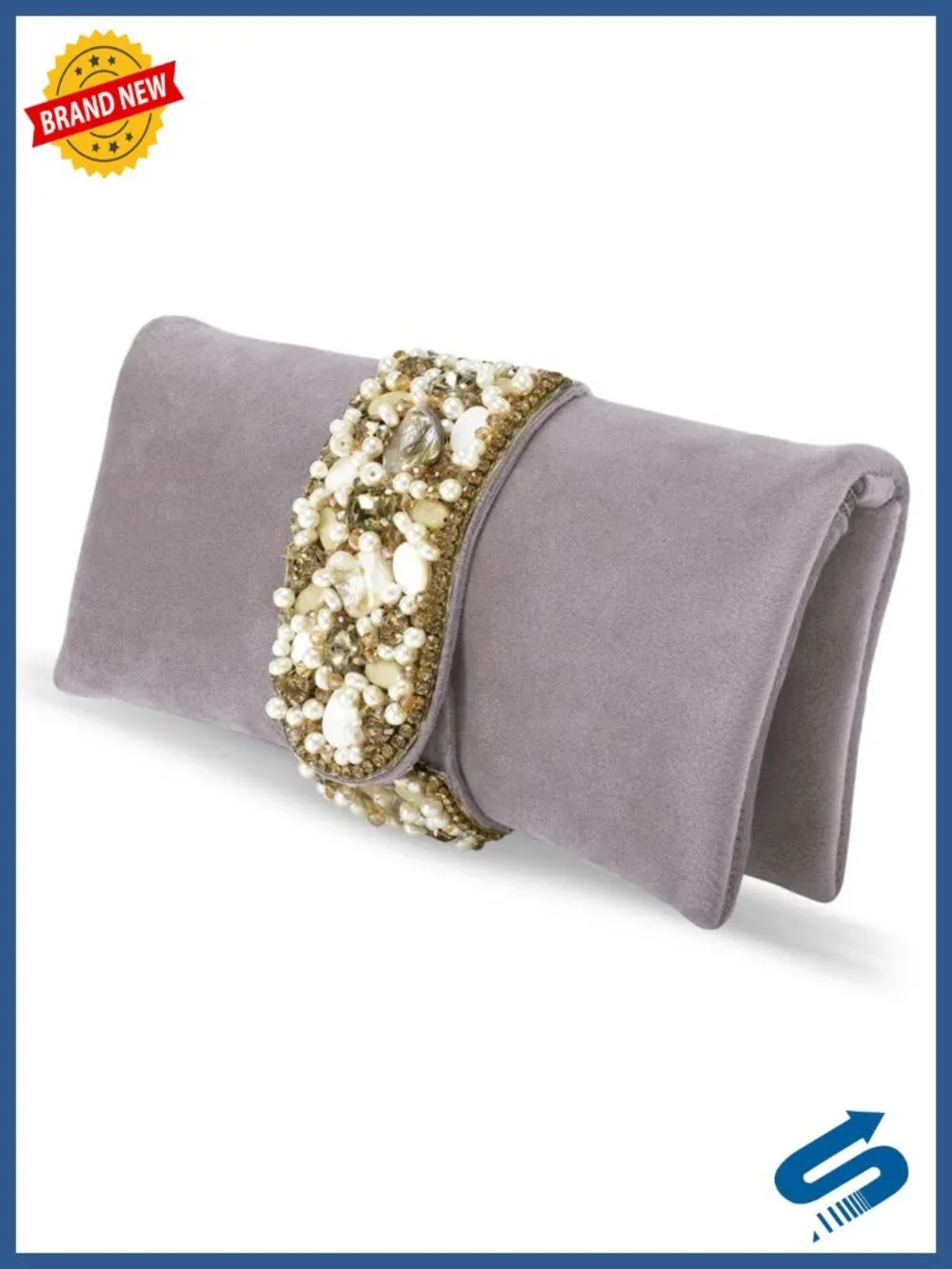 Handmade Bridal Clutch Velvet Evening Bag Floral Embellished